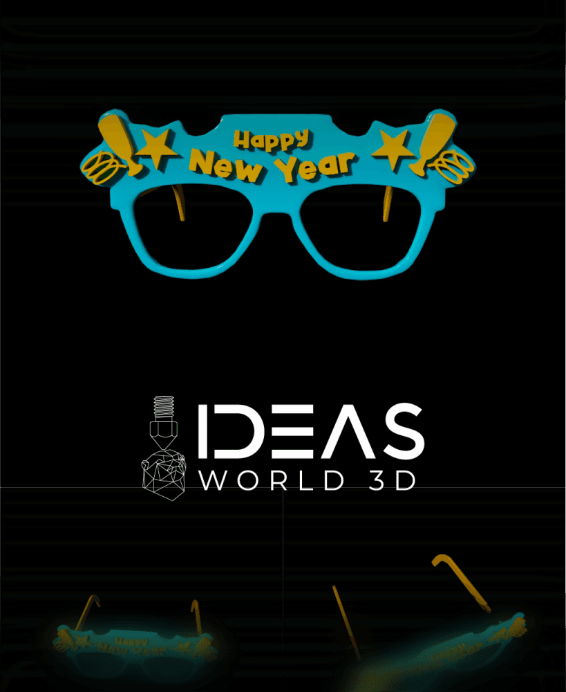 Happy New Year Glasses 3d model