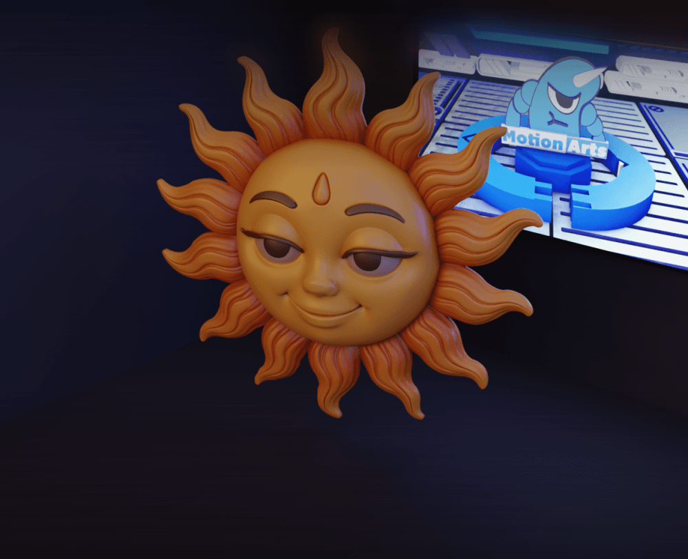 Sol sorridente com raios flamejantes.stl 3d model