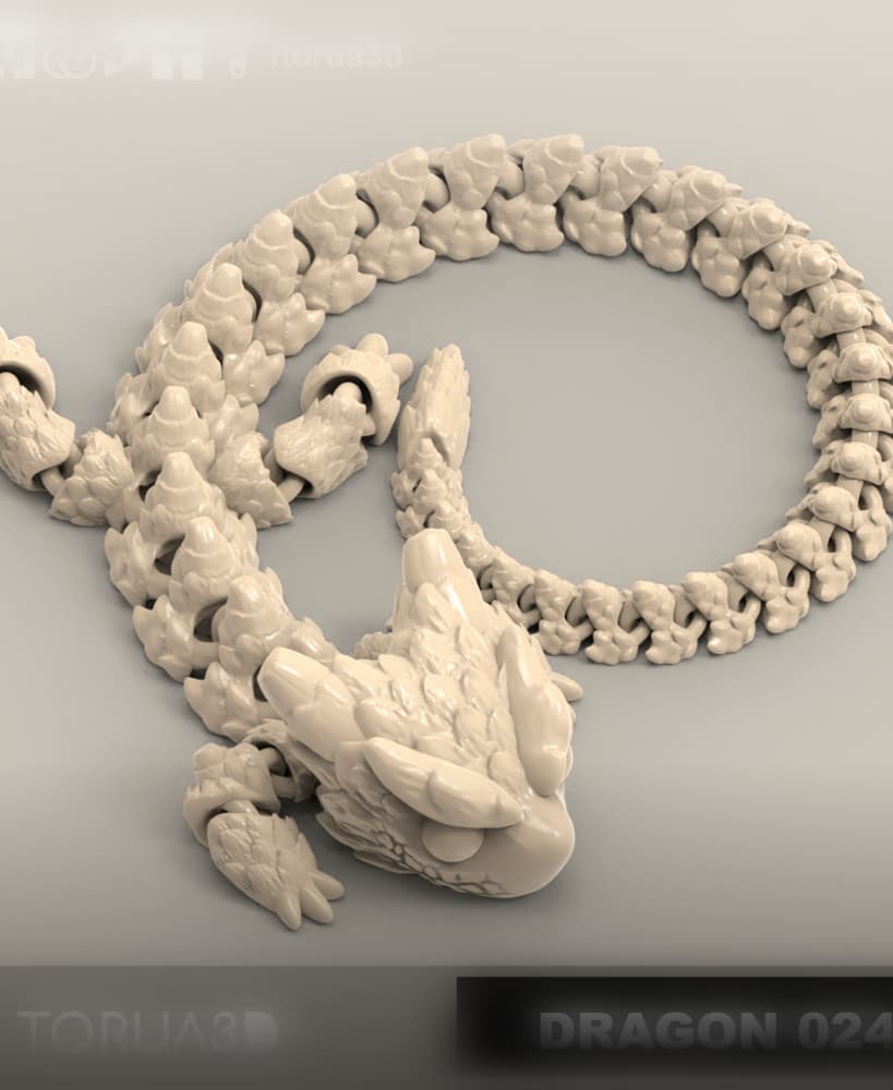 Articulated Dragon 024 - Print in place - No supports - STL 3d model