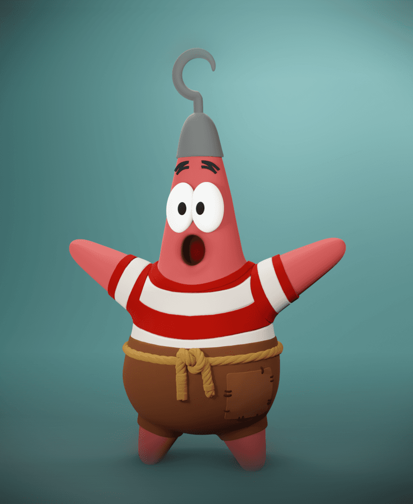 Pirate Patrick +Keychain & Bamb3MF Option 3d model