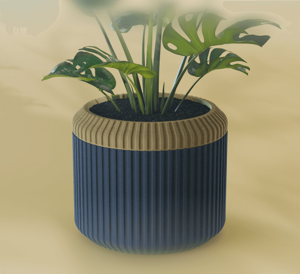 Nami Planter Pot, Striped | Small, Medium, Large | Self Watering and Drip Tray 3d model