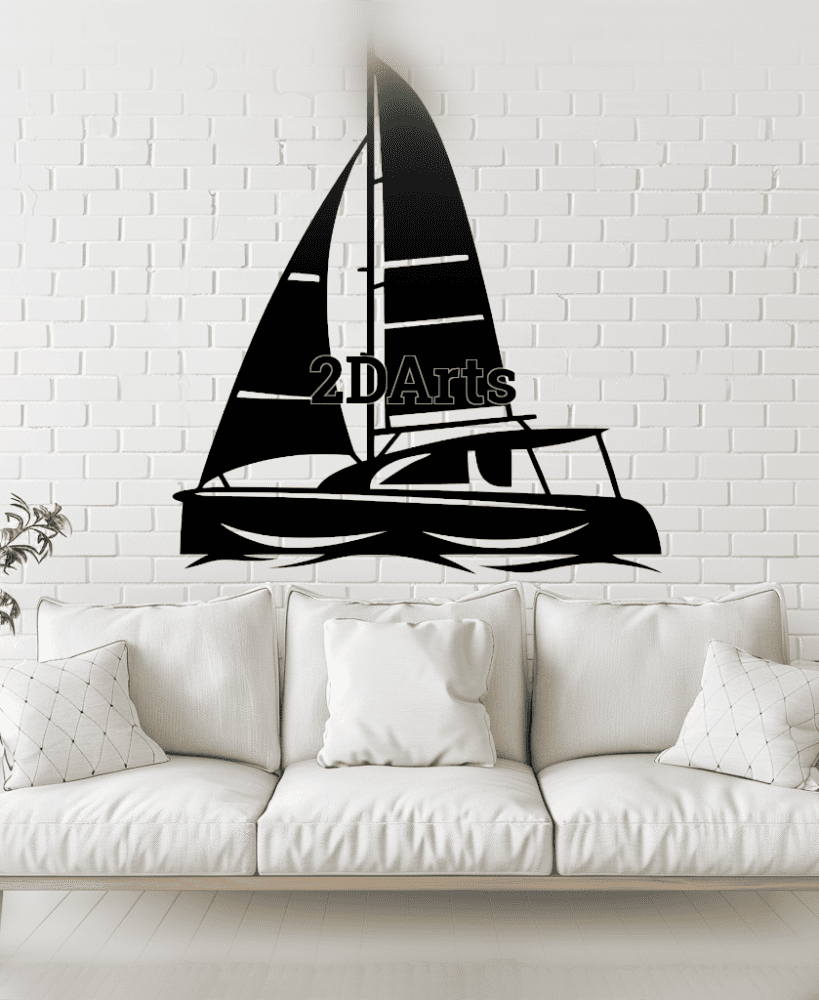 Sailboat 2D Wall Art/Window Art - Digital STL & SVG Files for 3D Printing and Laser Cutting 3d model