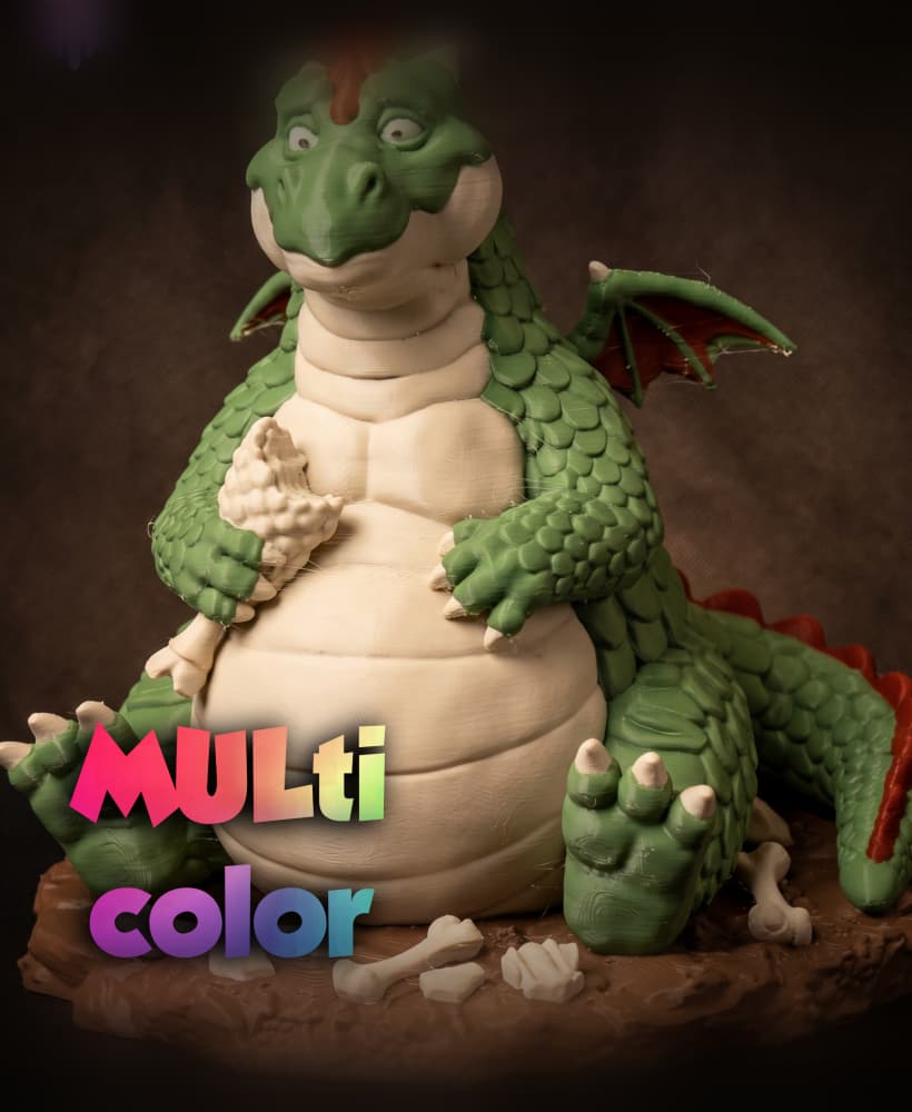Chubby Dragon Figure 3MF | Fantasy Multi-Color | Cute Display 3d model