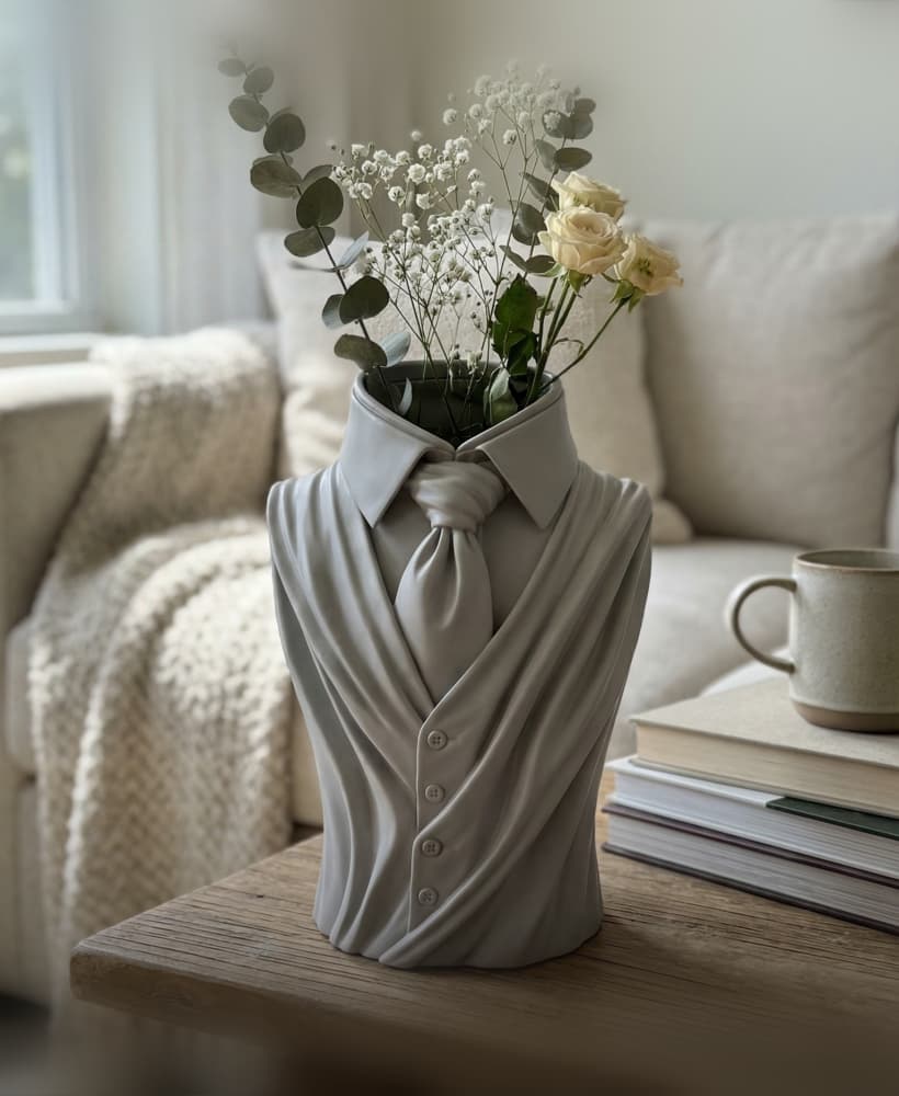 Modern Suit and Tie Sculptural Vase - Surrealist Office & Home Decor 3d model