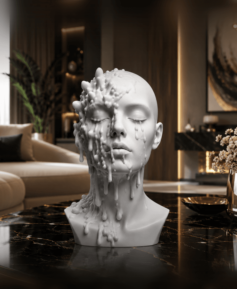 Free Surreal Melting Woman Bust STL – Liquid Art Sculpture 3D Print 3d model