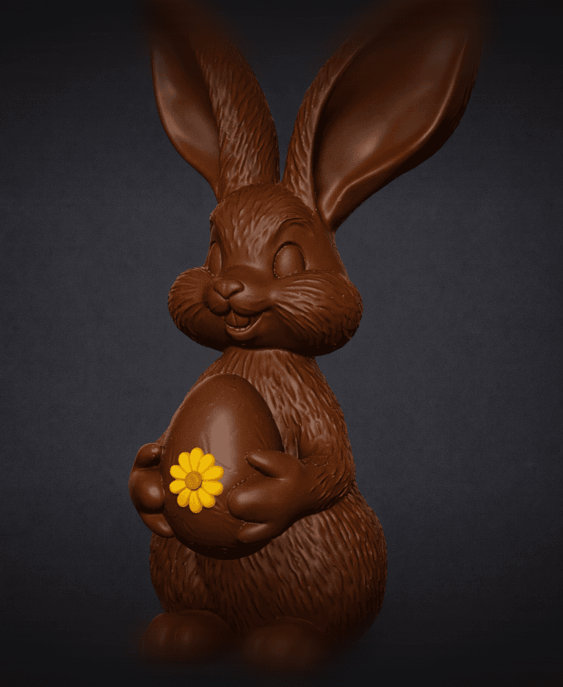 Cute Chocolate Easter Bunny Holding Egg 3d model