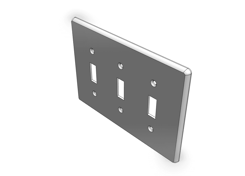 Three Gang Toggle Switch Style Wall Plate (Original Replacement) 3d model