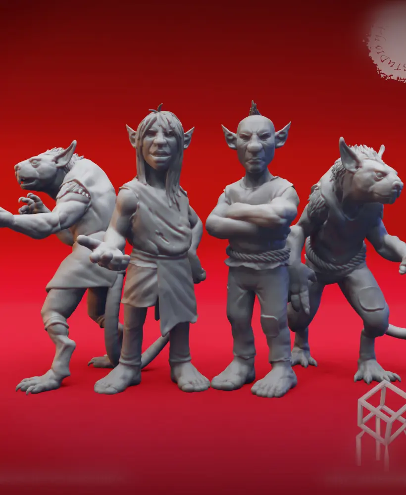 Deep Gnome Twins - Topsy and Turvy -Tabletop Miniatures (Pre-Supported) 3d model