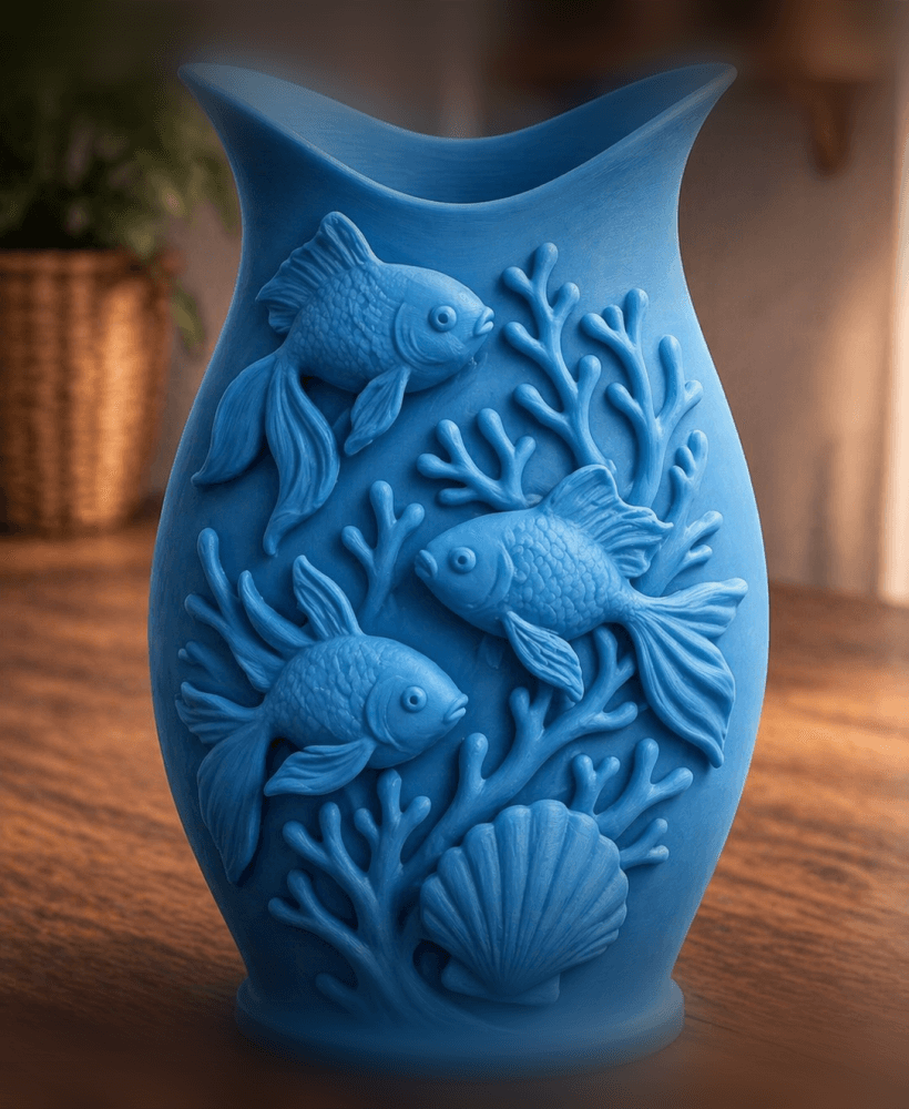 Blue Fish Coral Ocean Vase 3d model