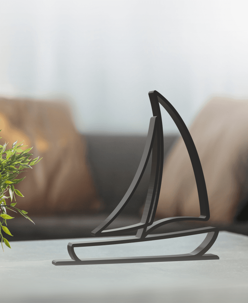 Sailboat Line Art, Modern, Minimalist 3d model