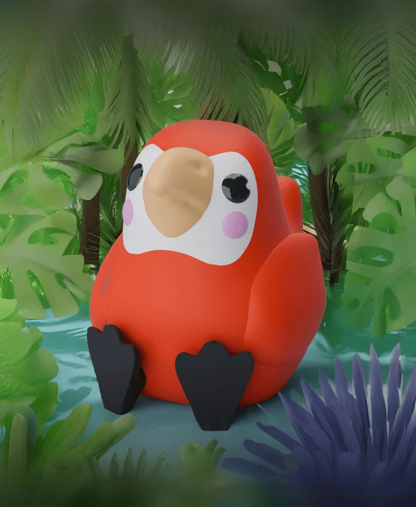 Red Parrot Keychain - No support (Single Color) 3d model