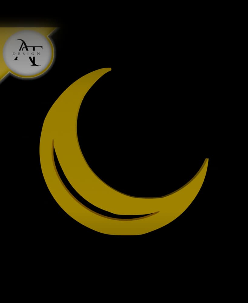 Simple Moon Symbol - 2D Art 3d model