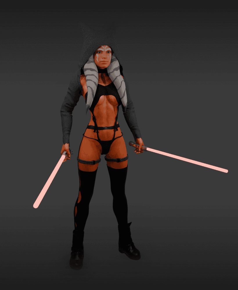 Sexy Force Wielding Female Alien 3d model