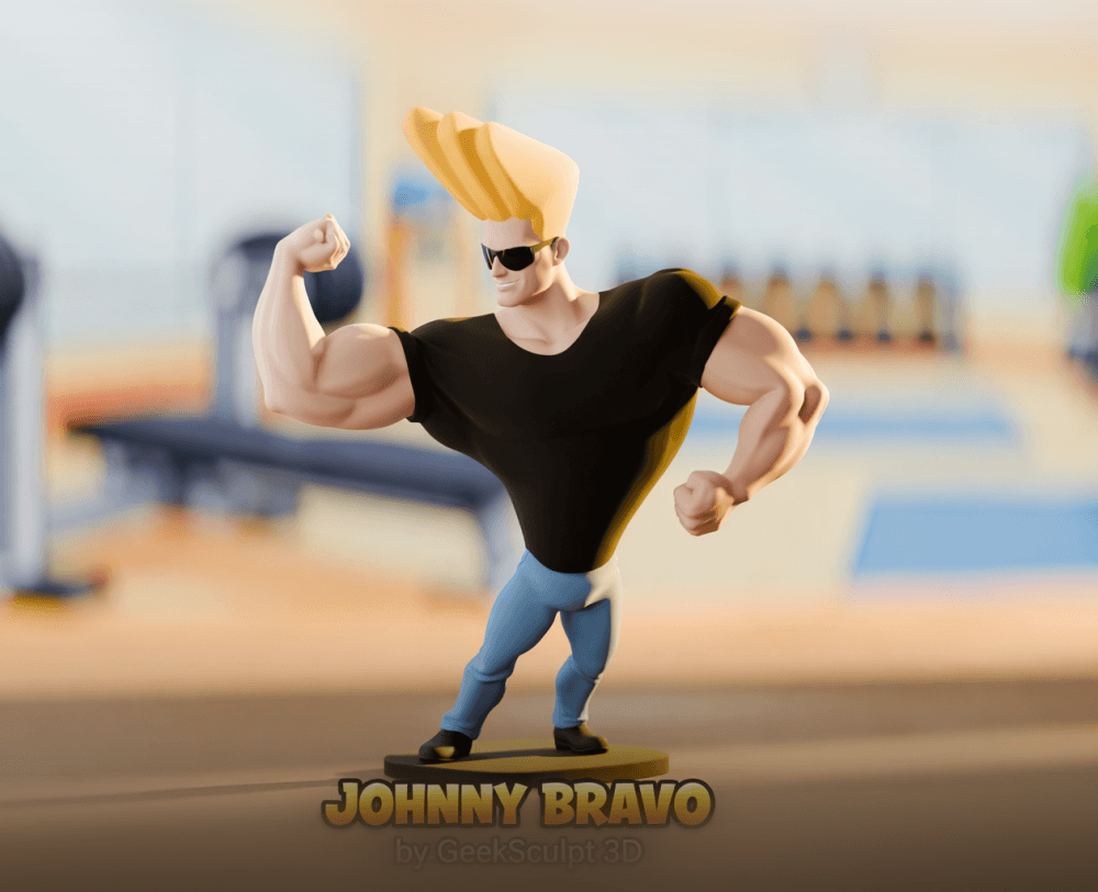 Johnny Bravo Inspired Figurine - Cartoon Collectible 3d model