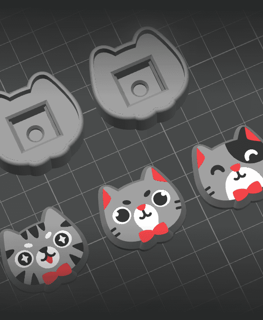 Cat V01 - Clicker Fidget Toy Keychain 3d model