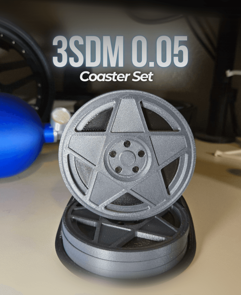 3SDM 0.05 Coaster Set w/ Display Stand 3d model
