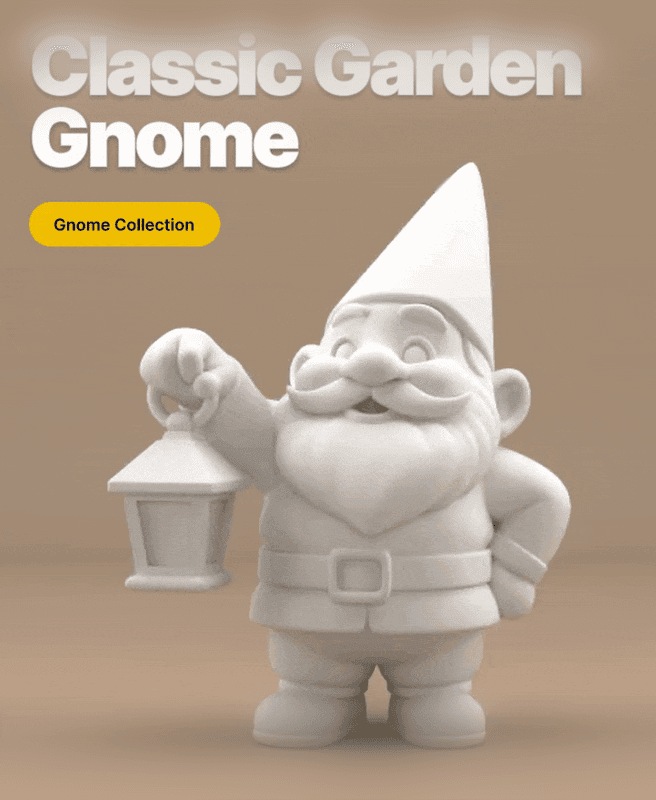 Cute Garden Gnome with Lantern – 3D Printable Fantasy Gnome Figurine 3d model