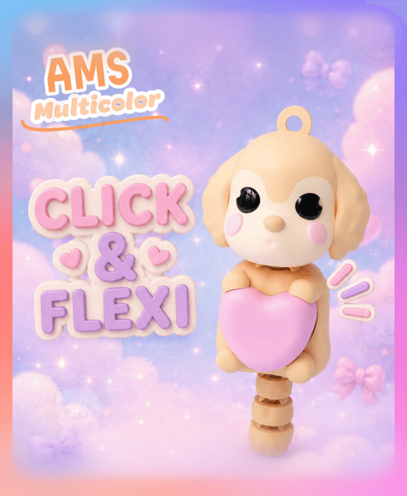 Golden Retriever Love Heart Fidget Clicker Toy (Multicolor) 3d model