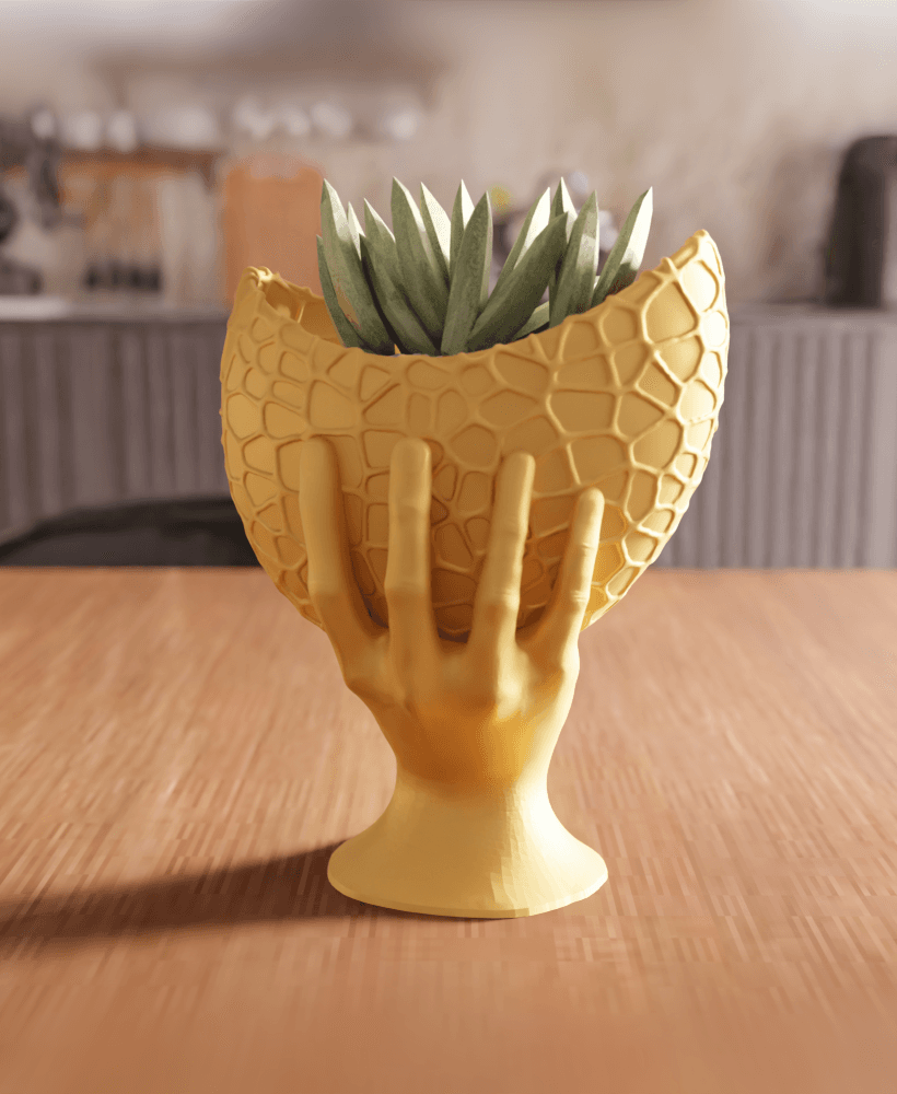 Surrealist Holding Hand Dragon Egg Planter 3d model