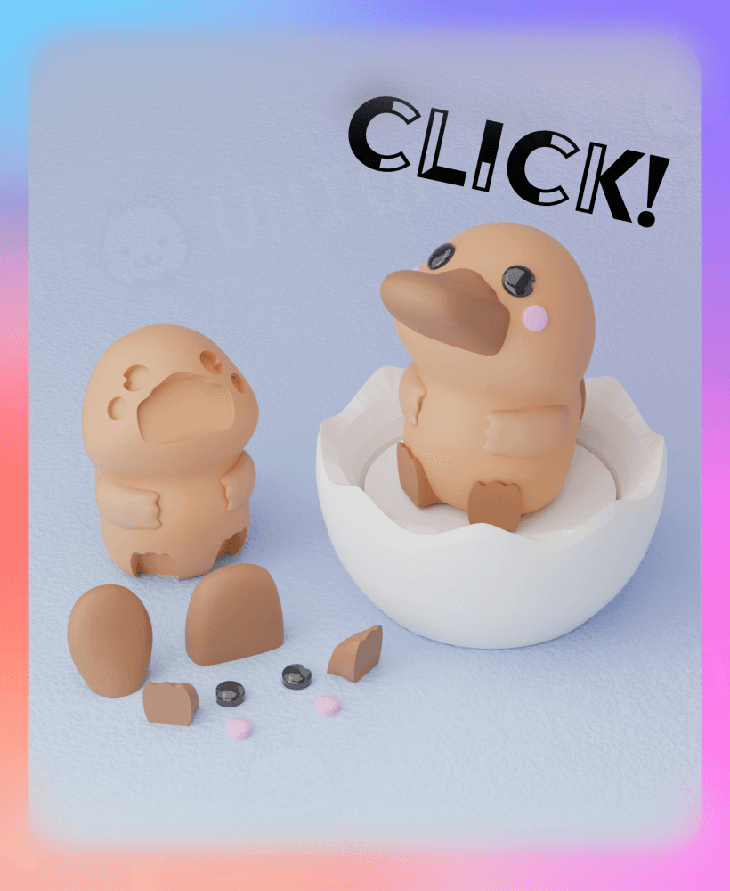 Platypus Clicker & Keychain (Separated Parts) 3d model