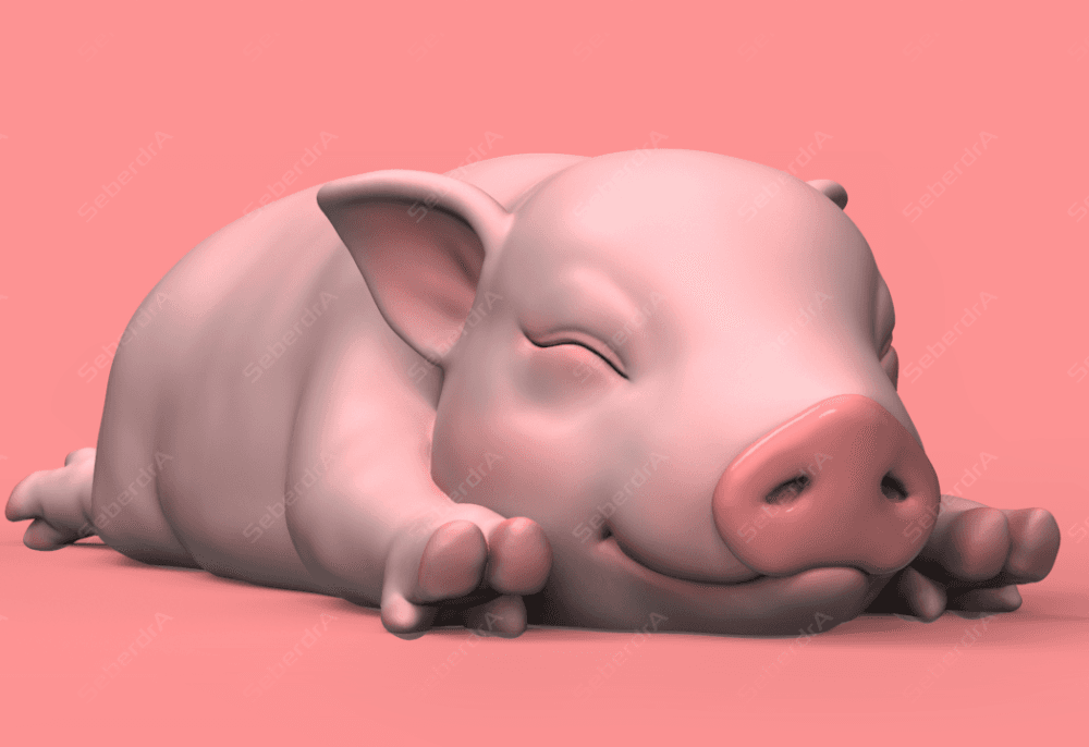 Cute Sleepy Piglet 3d model
