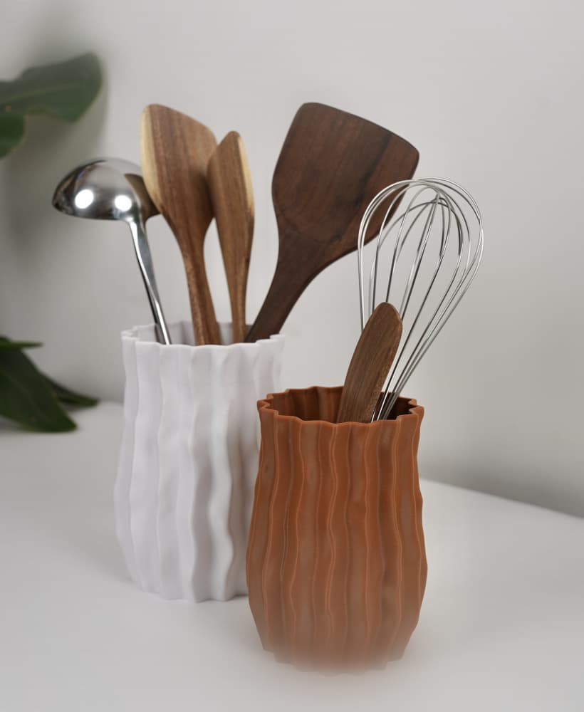 WAVRA | Modern Textured Utensil Holder | 3D Printed Kitchen Organizer 3d model