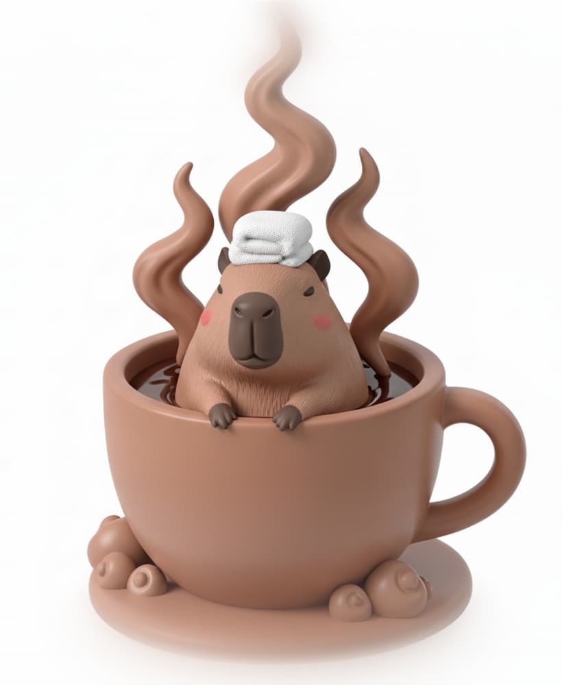 Cute Capybara Coffee Bath | Kawaii Desk Toy 3d model