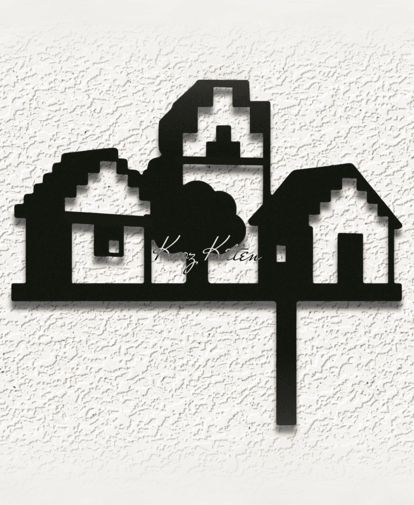 minecraft village door topp WALL ART HOME DECORtl 3d model