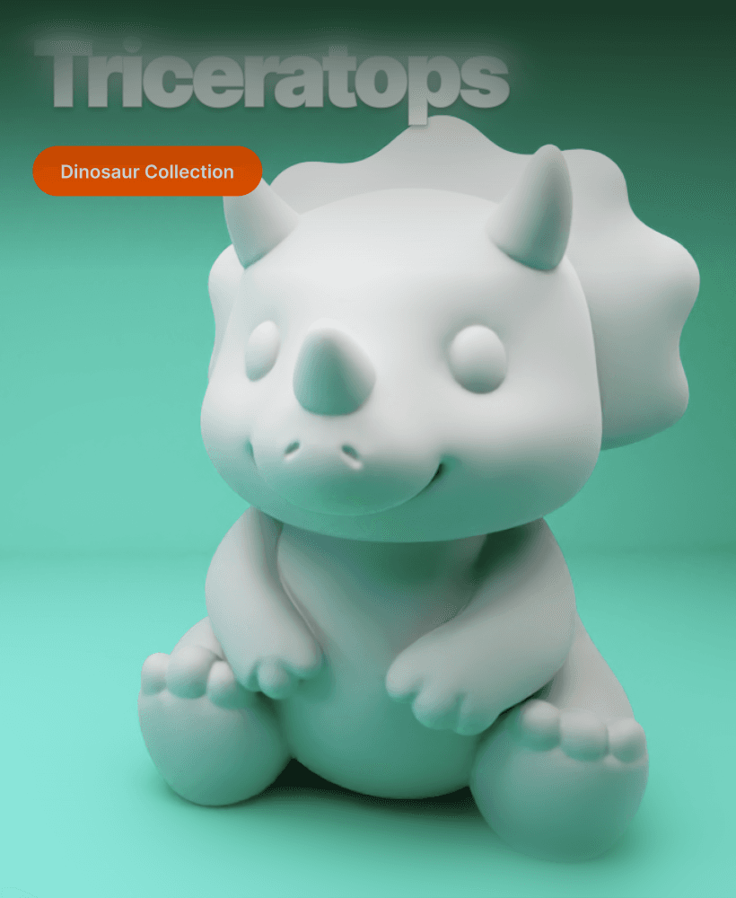 Cute Chibi Triceratops – 3D Printable Dinosaur Figurine 3d model