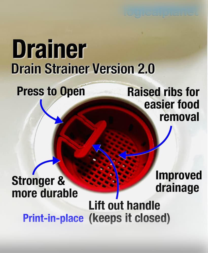 Drainer – Pop-Open Drain Strainer Version 2.0 3d model