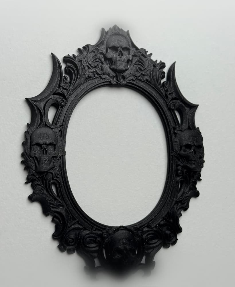 Gothic Skull Moon Oval Frame Goth Wall Frame Dark Baroque Decor 3d model