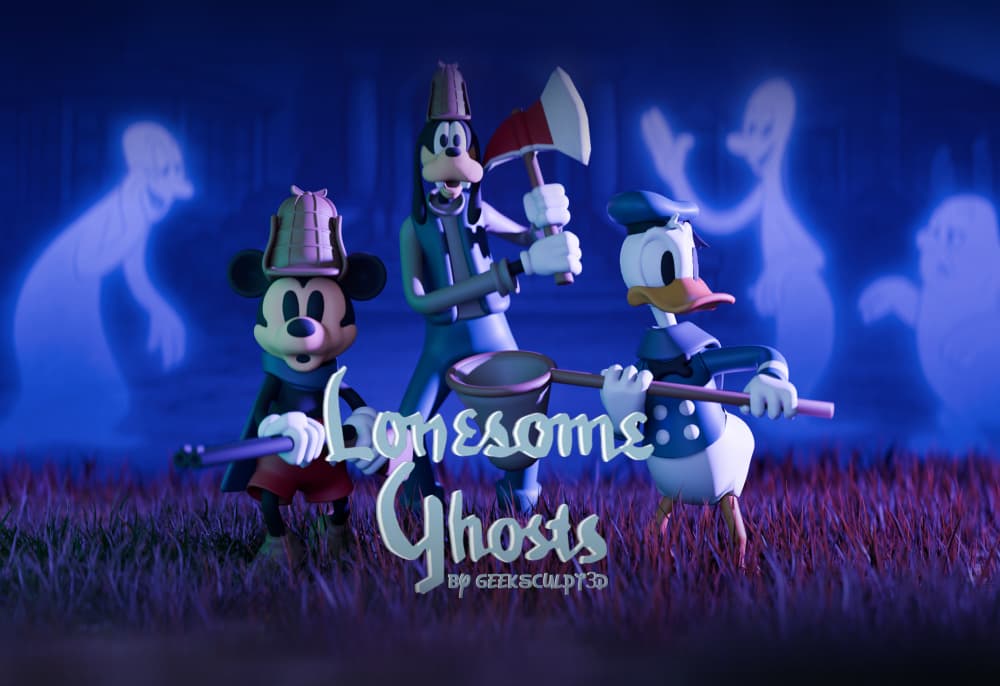 Mickey Mouse, Goofy & Donald Duck Lonesome Ghosts Figurines 3d model