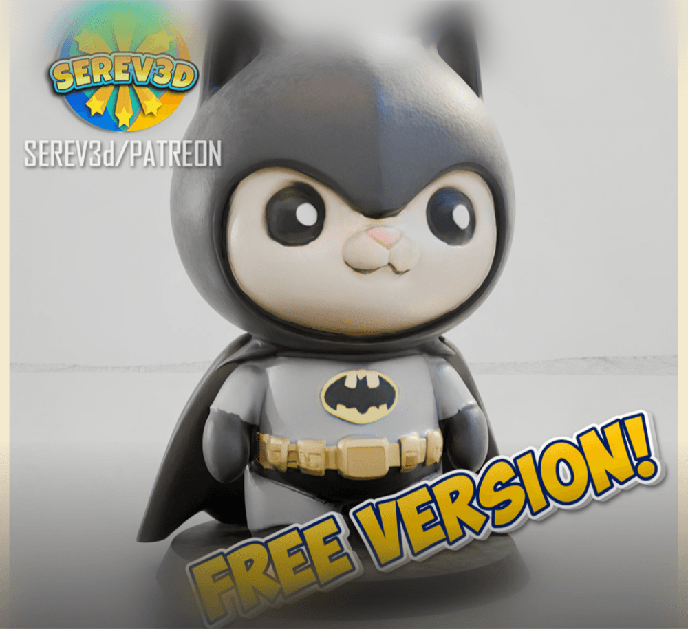 Bat Cat - Cosplay Superhero Cat Figurine - FREE 3D Print STL/3MF 3d model