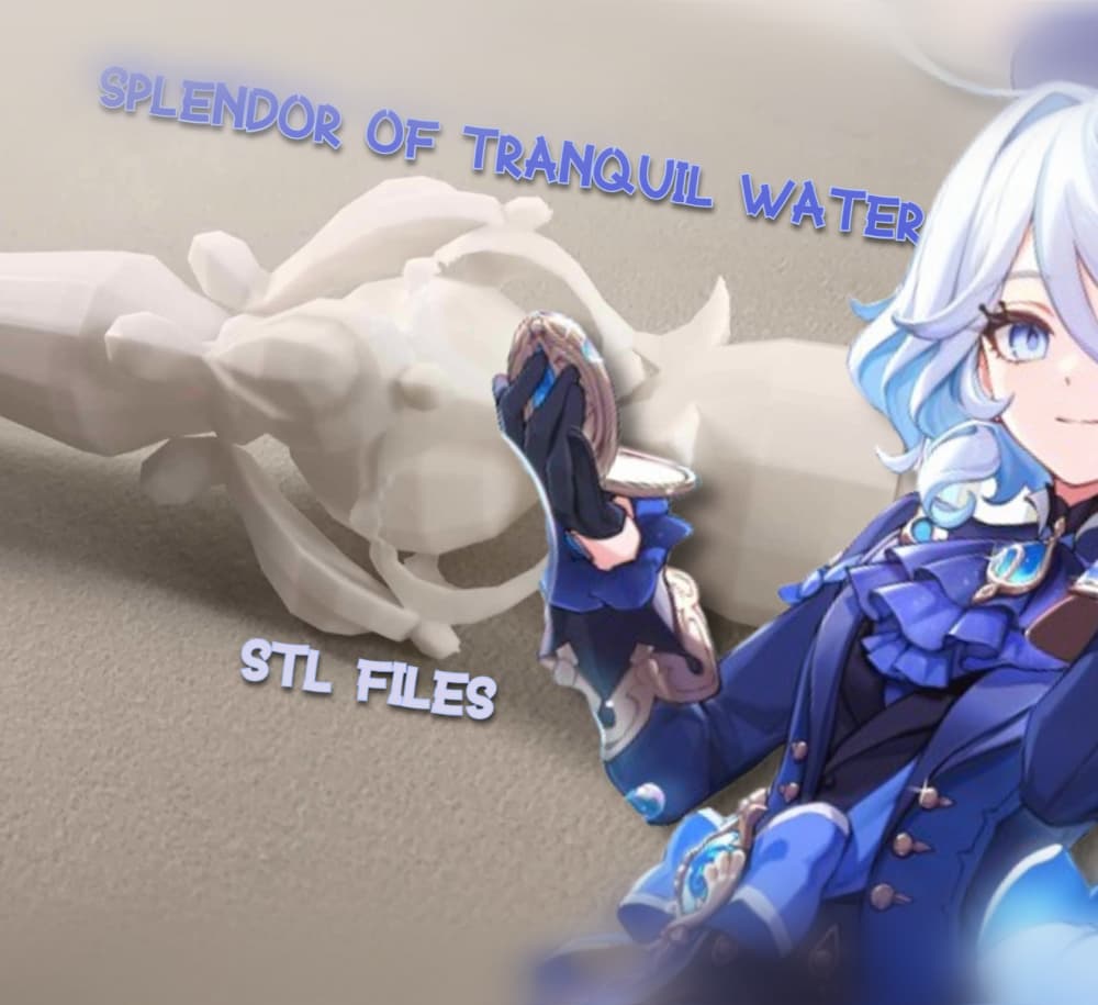 STL Files | Genshin Impact Splendor of Tranquil Waters| Furina weapon for cosplay and prop use 3d model