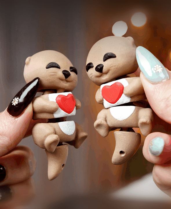 Valentine's Day Flexi Baby Otters 3d model