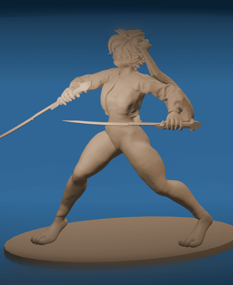 Anthro Rabbit Duel Wielding Warrior Stylized Furry Sword Fighter v2 3d model