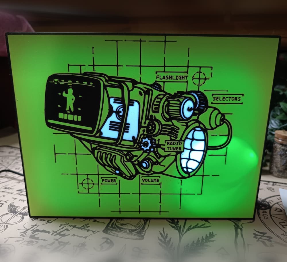 Pip-Boy Blueprint – Rectangular Lightbox Front (Fallout Fanmade) 3d model