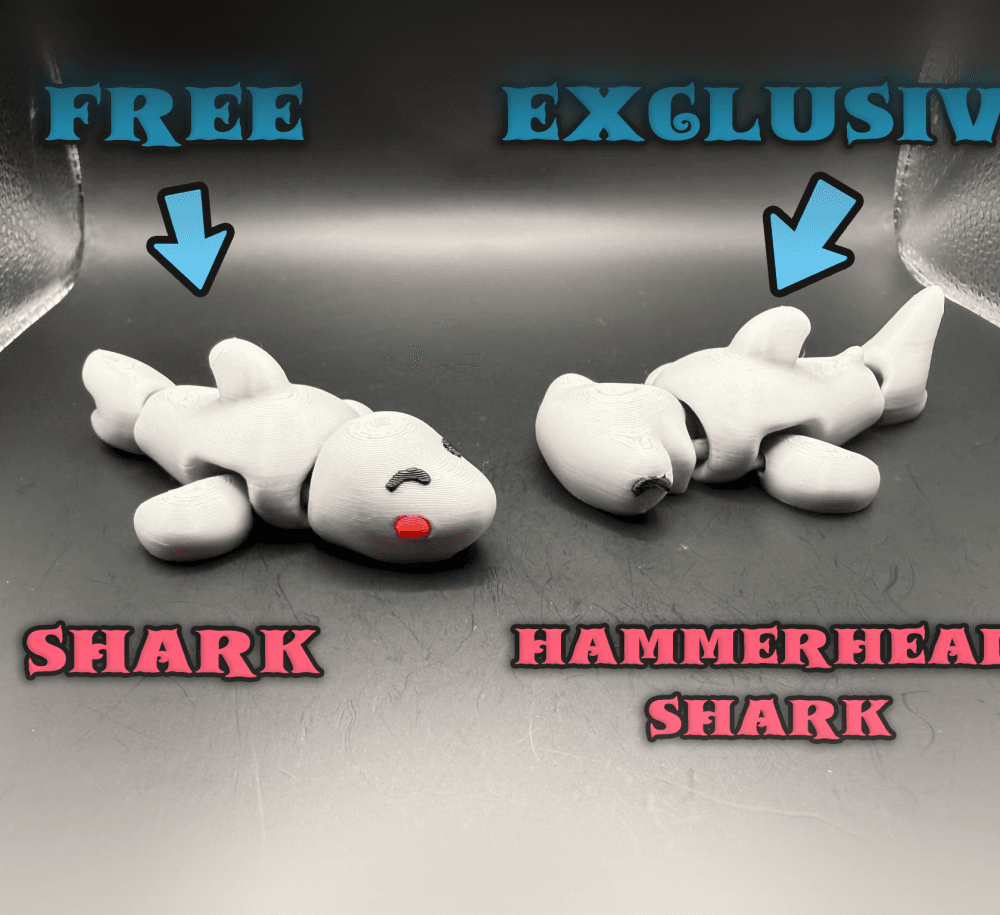 Cute Tiny Articulated Shark & Hammerhead Shark 3d model
