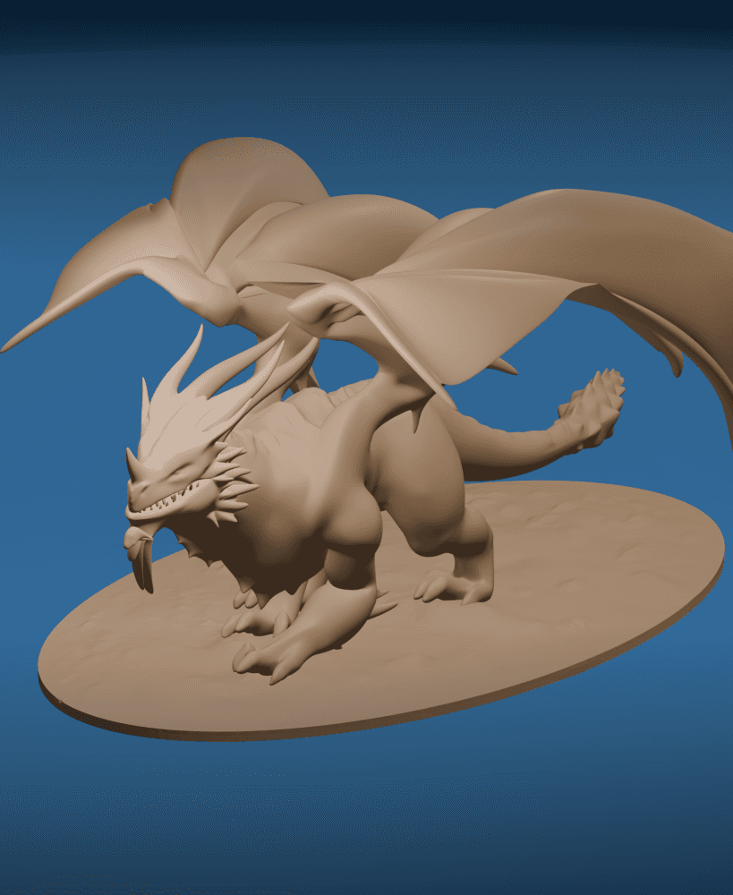 Crouching Winged Dragon High Detail Fantasy STL Model 3d model