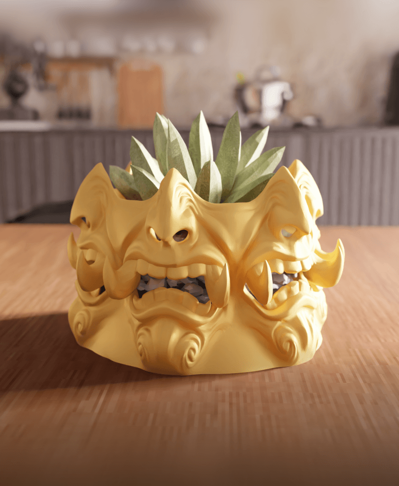 Japanese Oni Demon Mask Planter 3d model
