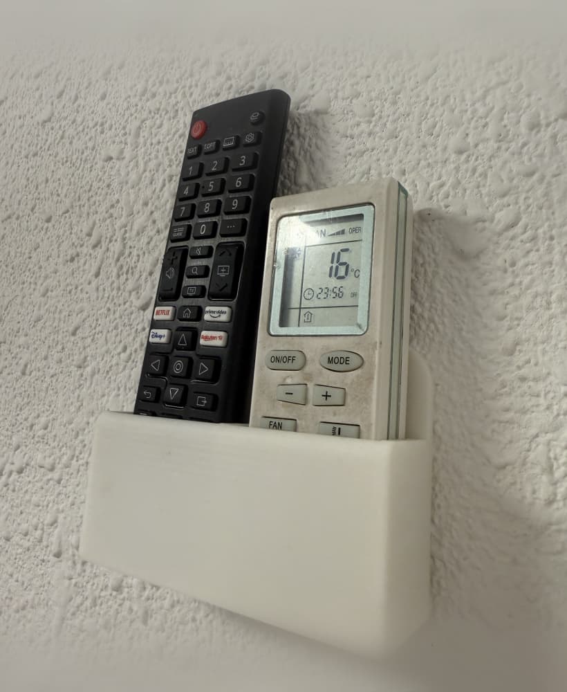 2 Remotes Wall Mount Holder 3d model