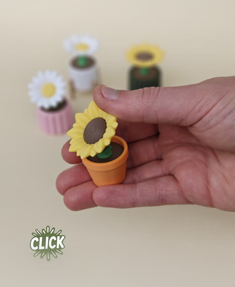 Sunflower & Daisy Flower Fidget Clicker Keychain 3d model