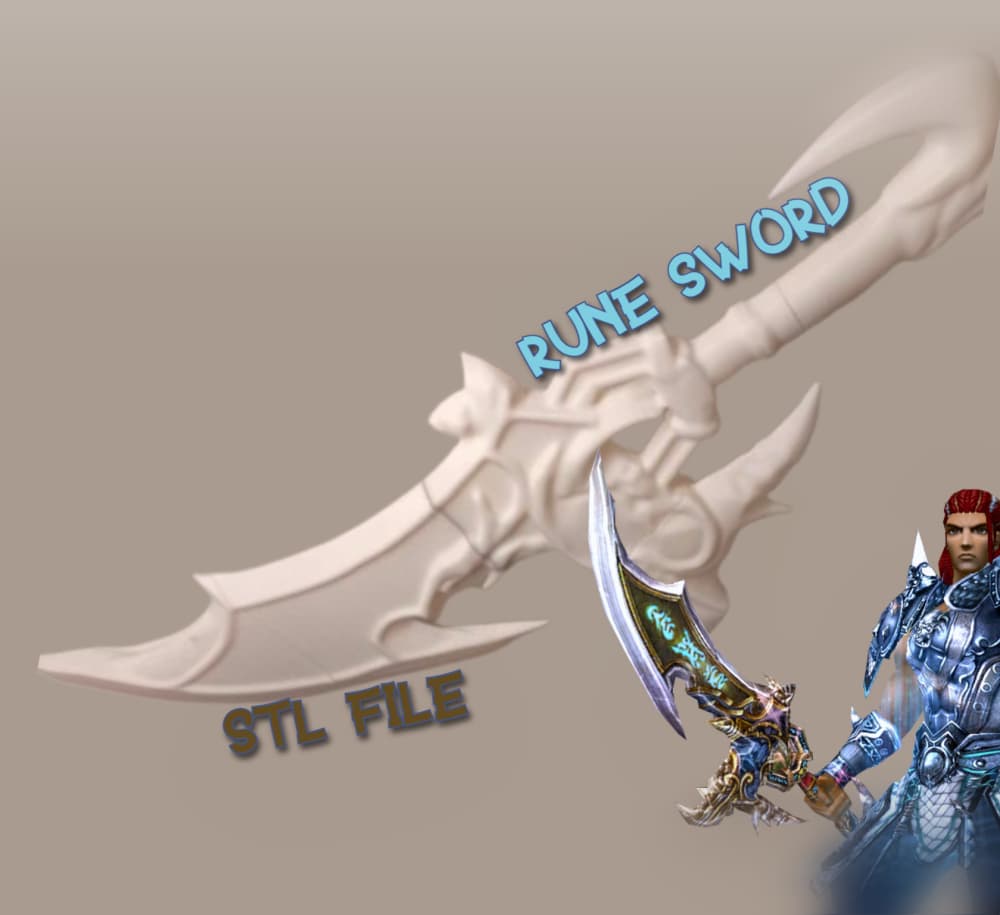 STL FILE | Metin2 Rune Sword - weapon for cosplay / prop weapon 3d model