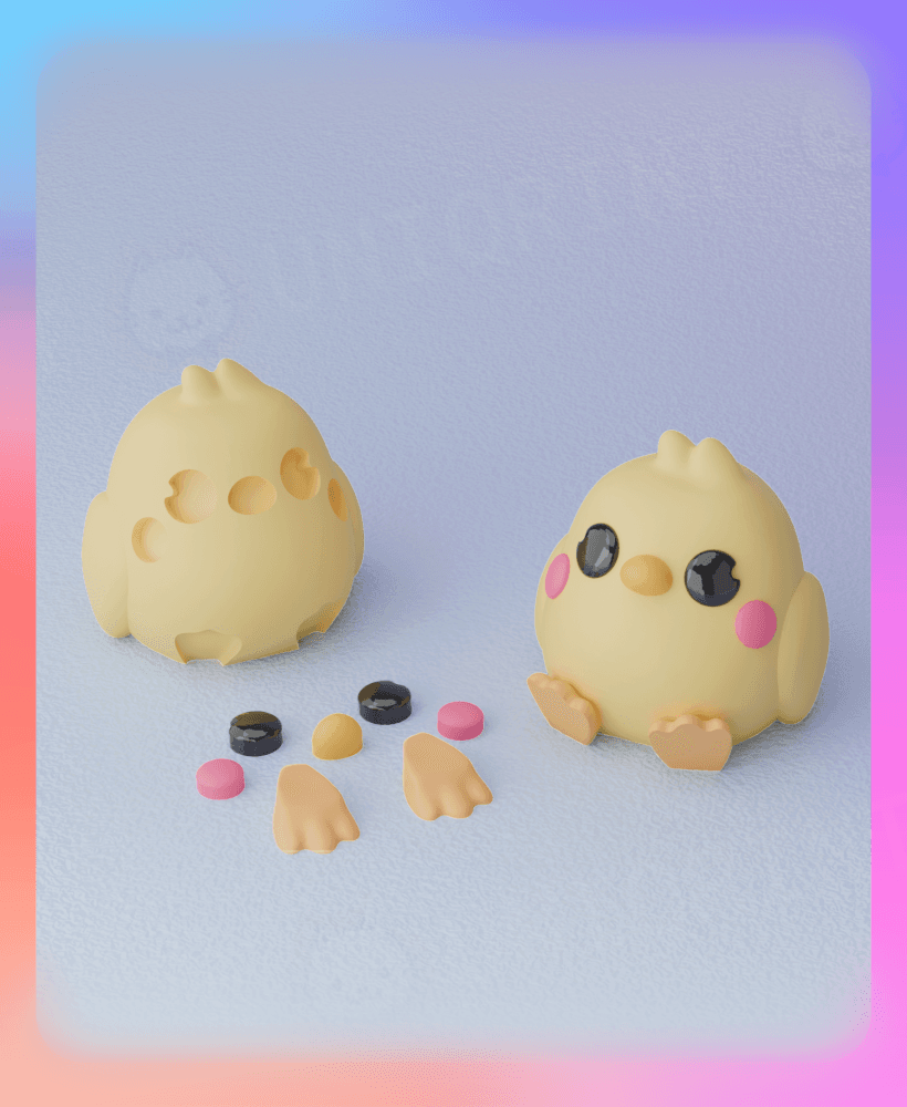 Little Chick Keychain (Separated Parts) 3d model