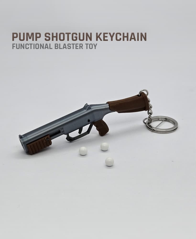 Pump Shotgun Keychain — Functional Blaster Toy 3d model
