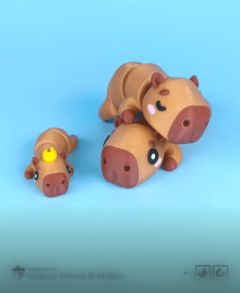 Cute Flexi Capybara (Toy, Keychain & Magnet), Mini Animals 水豚 3d model