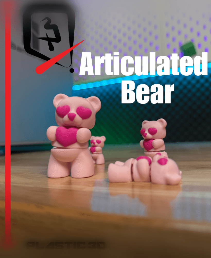 Articulated bear Keychain- Valentine's 3d model