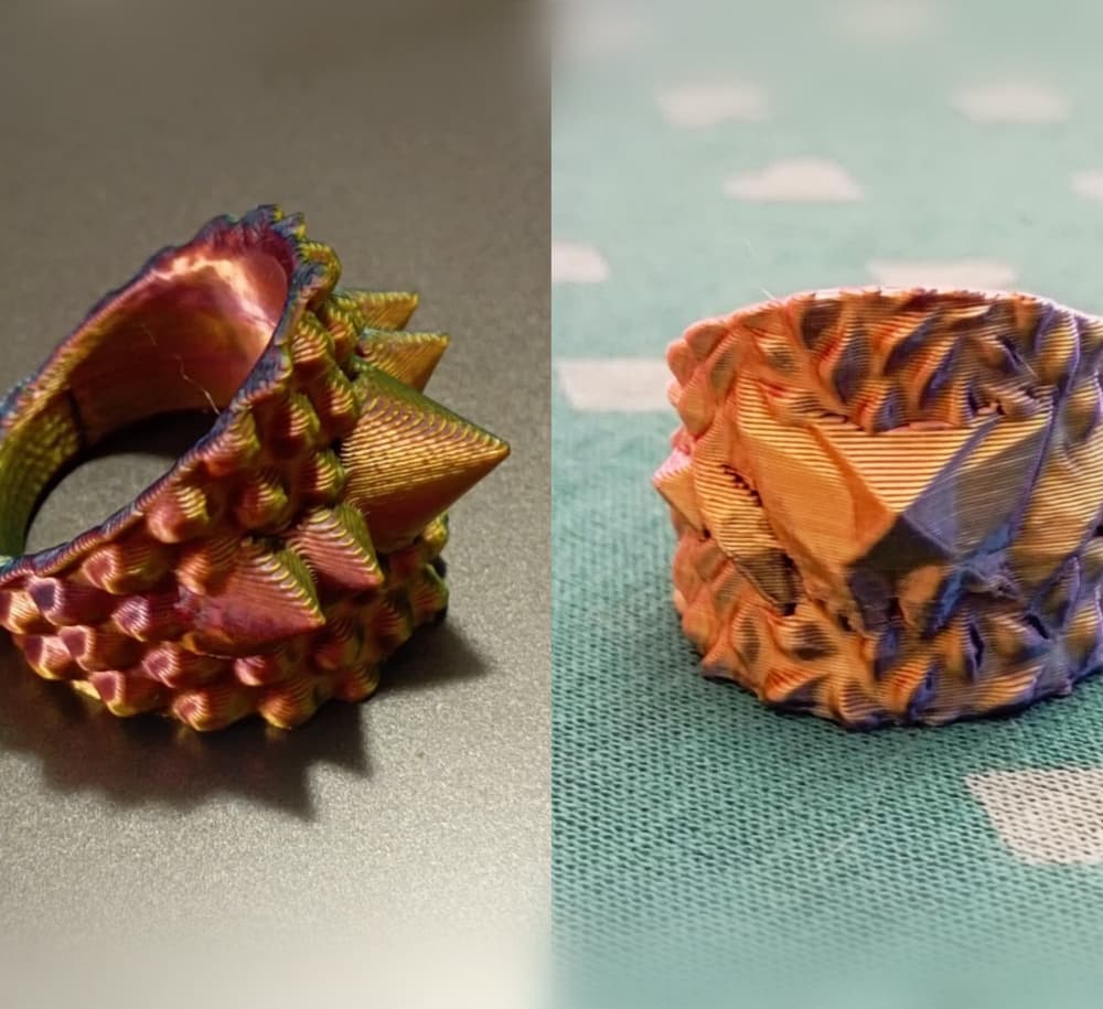 Signet ring Diamond leaves & Signet ring Durian 3d model