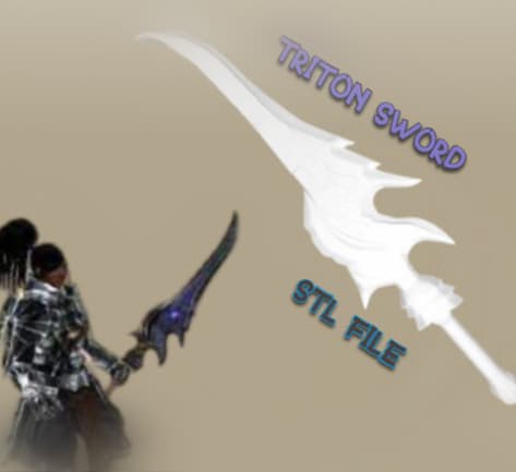 Metin2 Triton Sword STL • 3D Printable Metin II Sword File • Warrior / Ninja / Sura Weapon 3d model