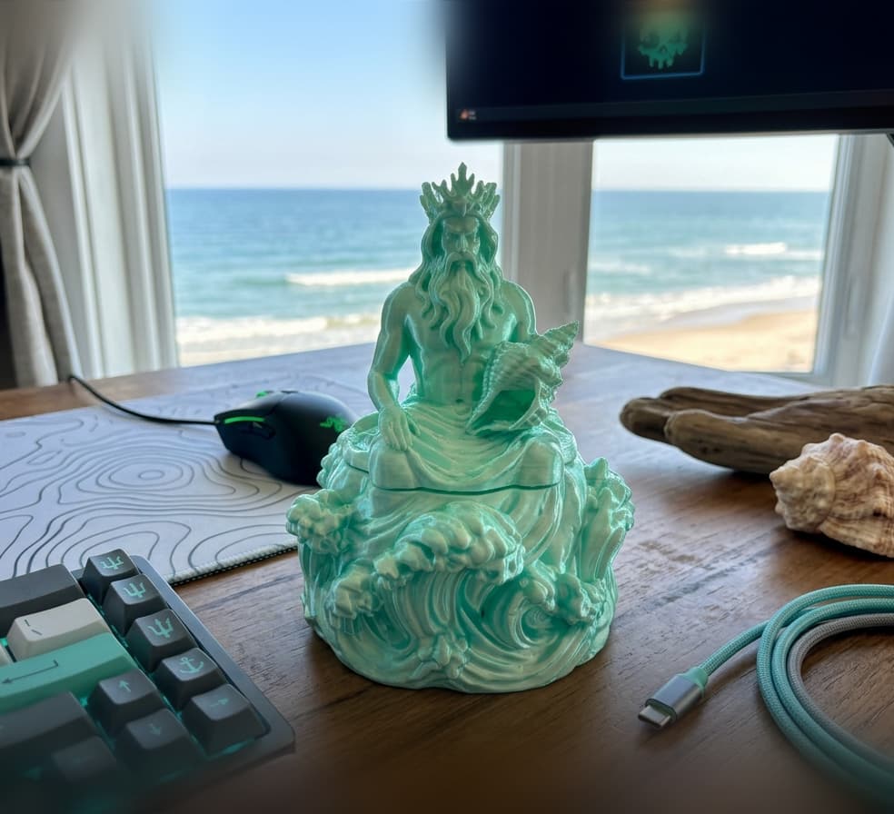 Poseidon Mythical Ocean Storage Container Box Lid 3d model